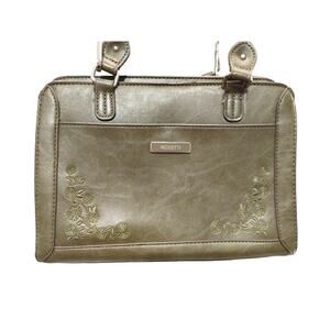 Rosetti Irene Triple-Entry Crossbody Satchel Bag Flower Embroidery Olive Green